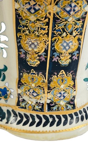 Vintage Vase mit Griffen Zhong Guo Zhi Zao Mark und nummeriert Goldbesatz - Bild 5 von 9