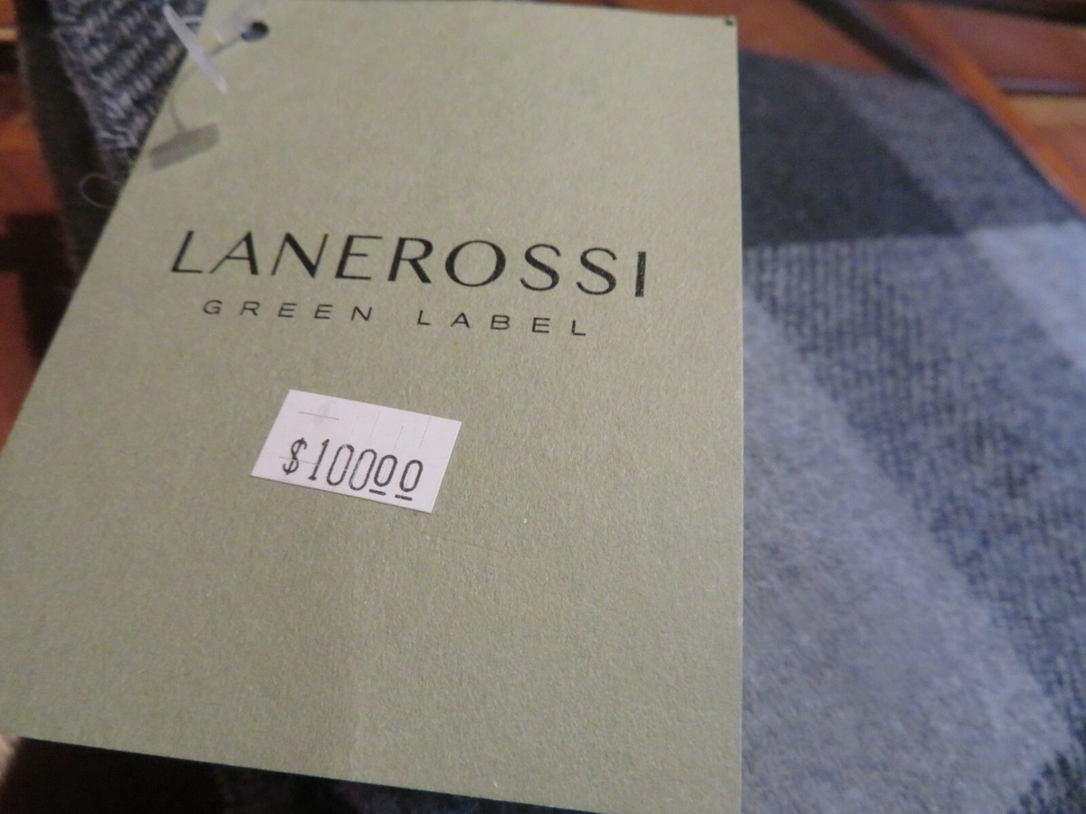 Lanerossi Throw Blanket Italy Wool Cotton Gray Black Buffalo Plaid