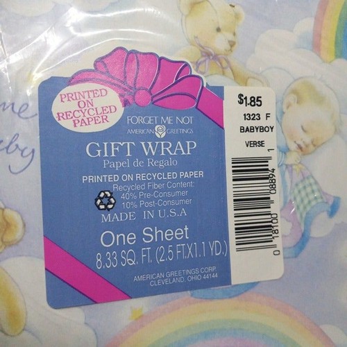 Vintage American Greetings Baby Boy/Teddy Bear Gift Wrap Sheet-1323F-Shower-NEW - Picture 3 of 7