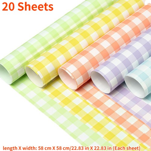 20 Sheets Check Plaid Flower Wrapping Paper Florist Supply Gift Packaging Crafts - Picture 2 of 20