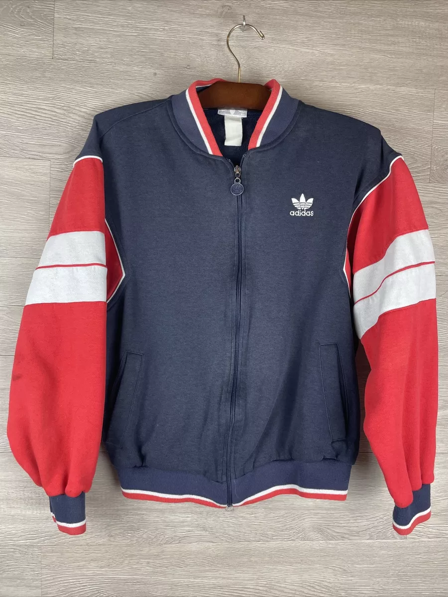 Rare Vintage ADIDAS Spell Out Trefoil Full Zip Track Jacket Sweatshirt 80s 90s M