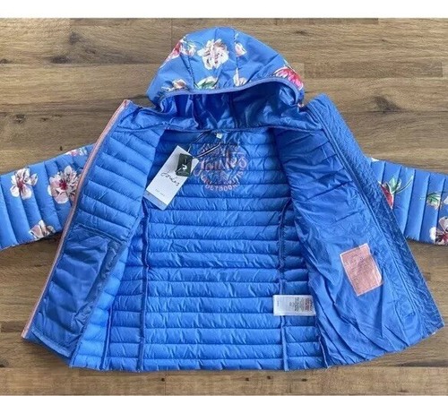 Joules Girls Kinnaird Packaway Jacket - Blue Floral- Age 10 - Picture 4 of 11