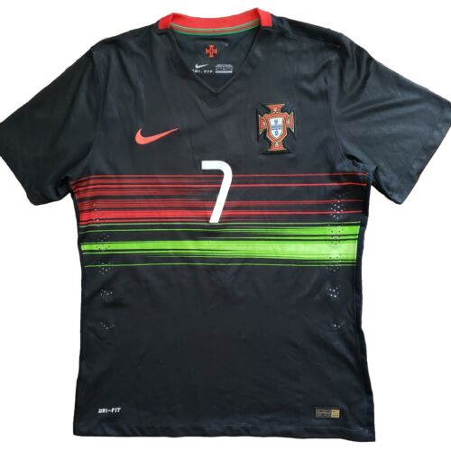 Cristiano Ronaldo Jersey Mens M Portugal #7 2015-16 Away Black Soccer Nike FLAWS