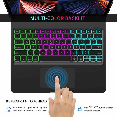 Keyboard Case For Apple iPad 5-9th Air 1-5 Pro 12.9" With Backlit 360° Rotating - Picture 3 of 53