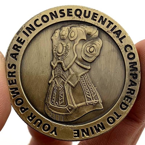Guantes 1 pieza Avengors: Endgame Iron Man Thanos monedas conmemorativas colección regalo - Imagen 2 de 5