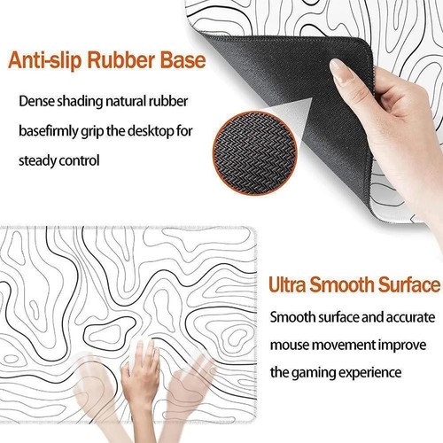 Topographic White/Black Gaming Mouse Pad With Perfect Wide, B1E2 F2V2 A4Q8 R0S5 - Afbeelding 6 van 12