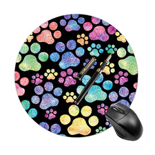 2D 1P Colorful Glitter Paw Print Rubber Mouse Pad 20x20x0.2 Non-Slip Pet Lovers