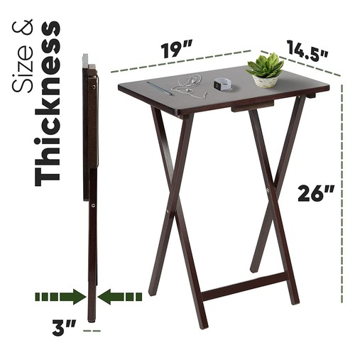 Mesas Bandeja TV Plegable con Estante de Almacenamiento Compacto, Juego de 5 Piezas (Caja Abierta) - Imagen 3 de 10
