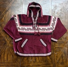 Vintage 100 Alpaca Material Hooded Sweater With A Aztec Design Throughout