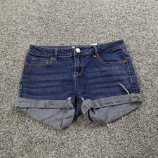 Aeropostale Shorts Womens 10 Blue Denim Low Rise Micro Mini Booty Jean Cuff Y2K