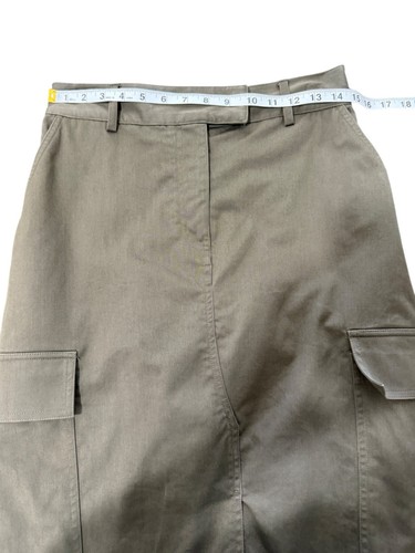 Neuwertiger Samt Damen Cargo Bleistiftrock olivgrün vorne geschlitzte Taschen US Größe 6 - Bild 5 von 7