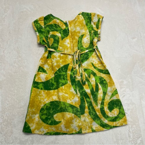 Kala Hawaii vintage girls Hawaiian summer dress yellow green size 4 - Picture 5 of 8