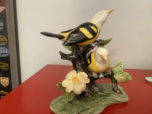 Rare Stangl #3750 Western Tanagers With White Heads Rather Than Red Heads