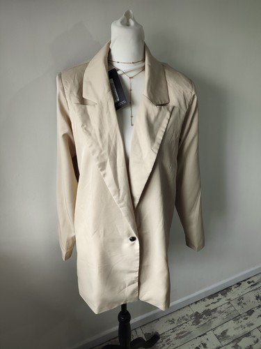 Bnwt PLT Womens beige Blazer size 8 Casual Oversized Long Sleeve Thin Summer - Picture 3 of 6