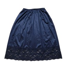 Vintage Warners Floral Lace Slip Skirt Sz Medium Style  55351 Navy Blue