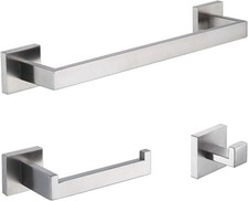TASTOS 3-Piece Bathroom Hardware Set Brushed Nickel 16 Set,