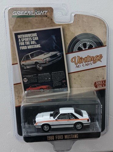 Green Light Vintage AD Cars 1980 Ford Mustang Maßstab 1:64 (RT)