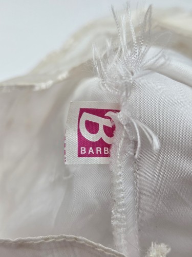 Vintage Barbie Doll Clothes White Lace Wedding Gown Flower Daisy Print Tlc - Picture 10 of 14