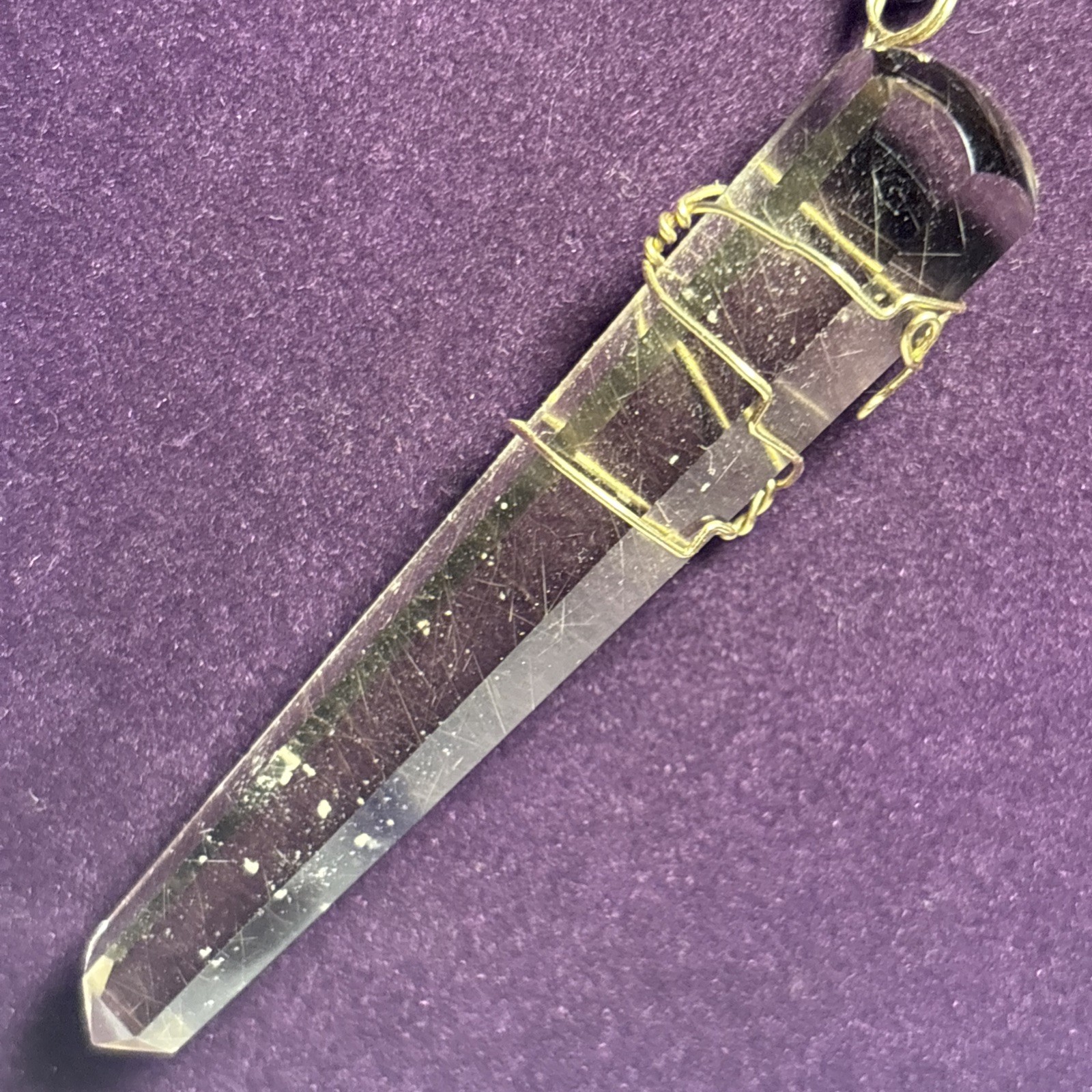 WIRE WRAP CLEAR  FACETED POINT RUTILATED QUARTZ P… - image 1