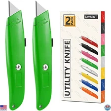 DIYSELF 20-Pack Heavy-Duty Retractable Utility Knives - Versatile Green Cutters