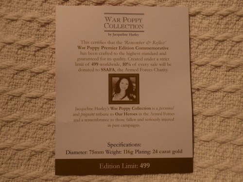 War Poppy Collection by Jacqueline Hurley 75mm Coin Remember & Reflect - Bild 6 von 8
