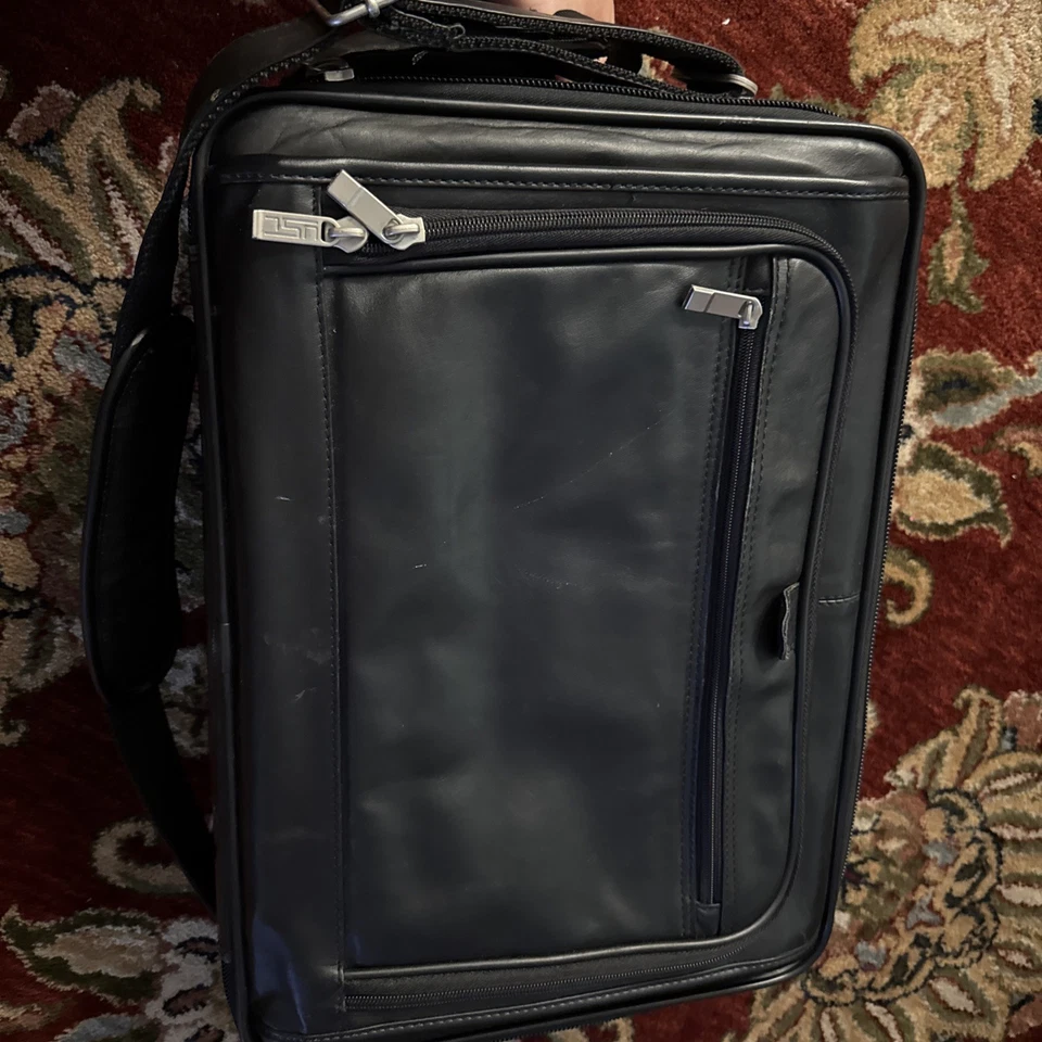 Bolso de viaje vintage de cuero para computadora portátil USL, tiradores de cremallera USL Foto 2 de 4