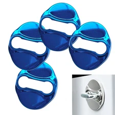 4x Polished Blue Stainless Door Latch Striker Cover Fits Genesis 4D Veloster