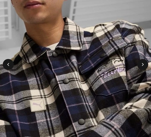 Puma Porsche Turbo Legacy Flannel Sz M $155 MSRP Navy/ Purple Mens New - product listing photo