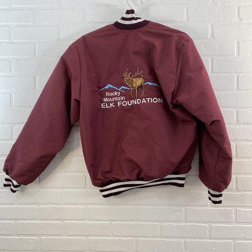 Vintage Birdie Jacket By Richard A Leslie Size S Rocky Mountain Elk Maroon - Picture 6 of 7