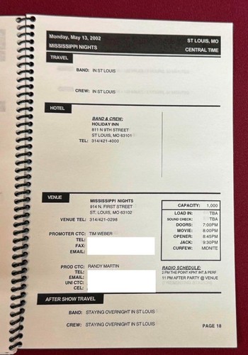 Jack Johnson Spring 2002 Tour Itinerary Crew Book + Laminated All Access Pass - Picture 8 of 10