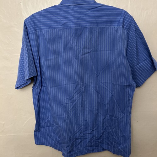Alta Moda Don Gill Size 43 Large Blue Short Sleeve Button Front Shirt - Picture 5 of 5