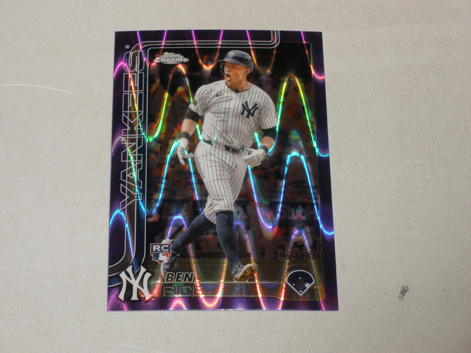 2025 Topps Chrome Purple RayWave Refractor #139 Ben Rice 068/250 Rookie RC