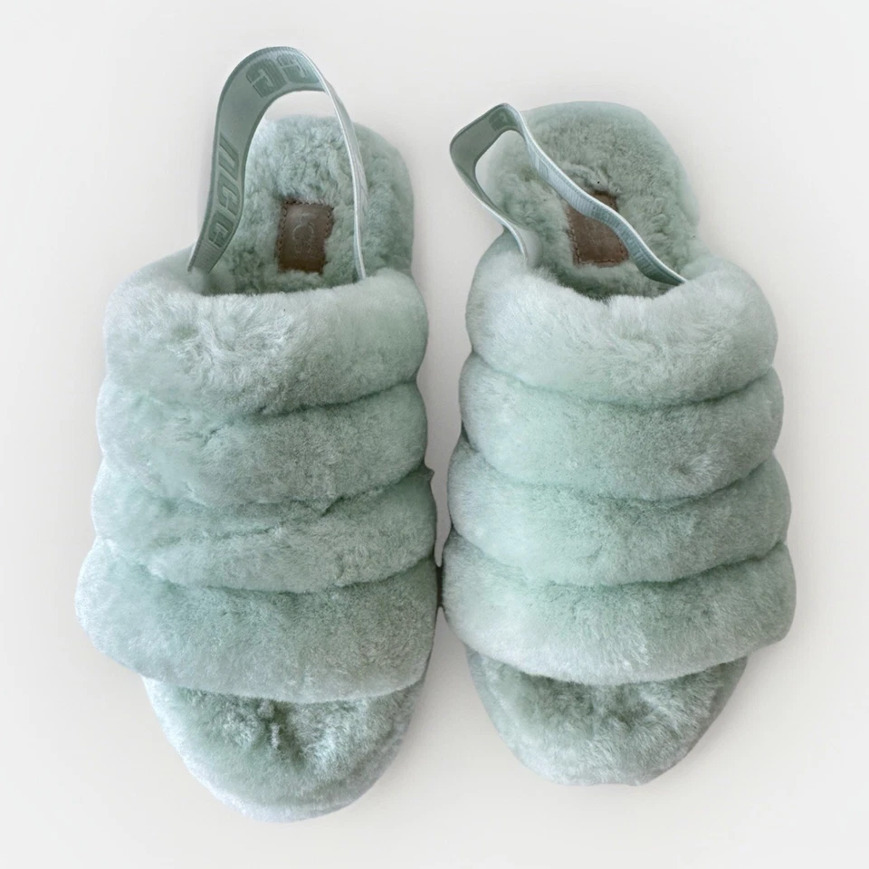 UGG PELUSA YEAH SLIDE RETRO COMO NUEVO MOCASÍN SANDALIAS ZAPATOS PLANOS TALLA 7 Foto 3 de 4