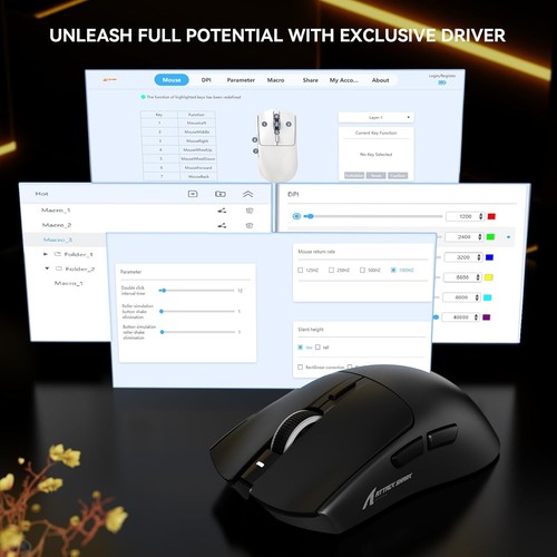 ATTACK SHARK X1 Superlight Wireless Gaming Mouse with RGB Dock, 40000DPI, Black - Picture 9 of 9
