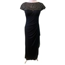 Vintage Xscape Black Long Party Fitted Gown   4P