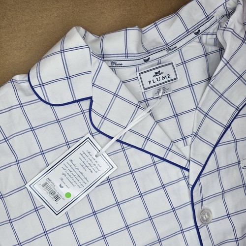 Petite Plume Herren Tattersail Twill Pyjama Set Größe Large blau kariert - Bild 5 von 15