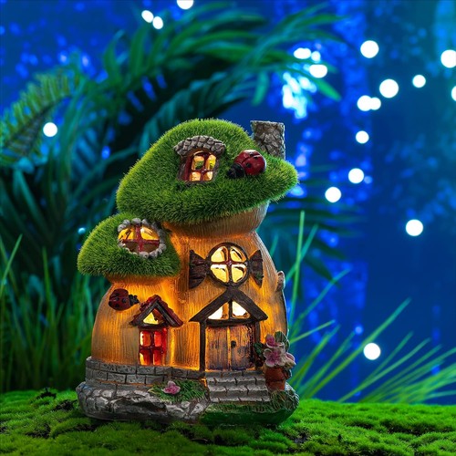 Mushroom Garden Statues with Outdoor Solar Light for Garden Decor, Green Floc... - Picture 2 of 7