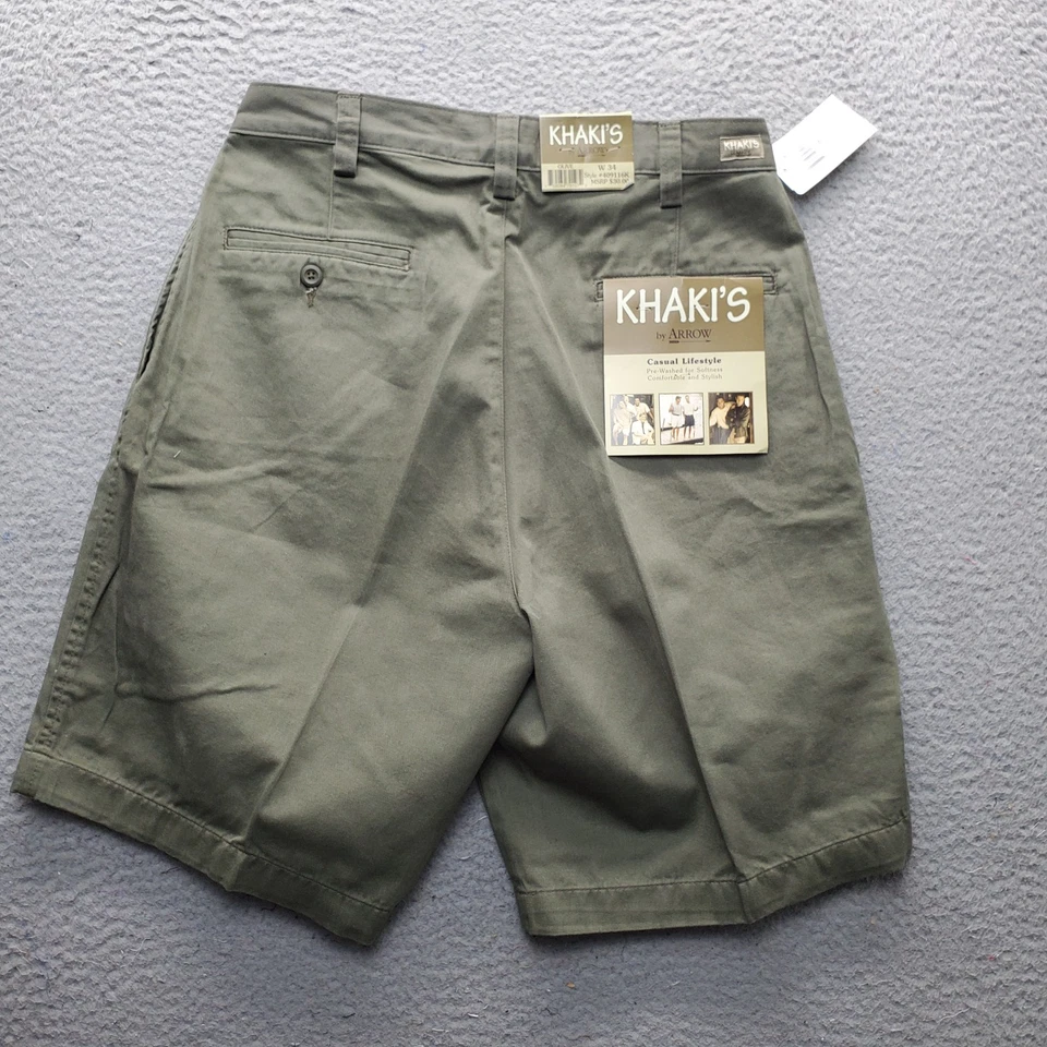 Pantalones Cortos Khakis by Arrow Para Hombre 34W Verde Clásico Informal Cómodo Lavado Carbón Foto 2 de 4