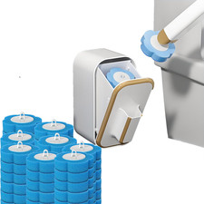 Disposable Toilet Brush with 48 Refill Heads and Holder  Includes Storage Caddy 