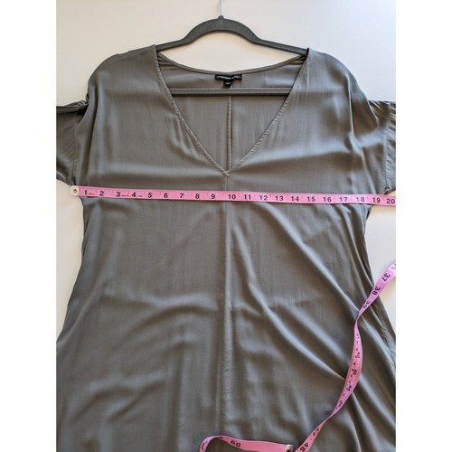 James Perse Dress Ruched Minimalist Neutral Lagenlook Chic Gray Designer Size S - Picture 13 of 14