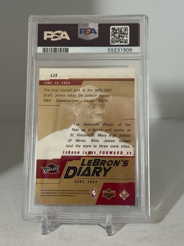 2003 UPPER DECK LEBRON'S DIARY #LJ5 LeBRON JAMES RC PSA 8  SHIPS SAME DAY - Picture 6 of 7