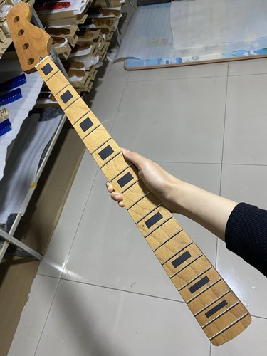 20frets Jazz BASS Black square inlaid DIY guitar neck Roasted maple 34 inches - Picture 2 of 8