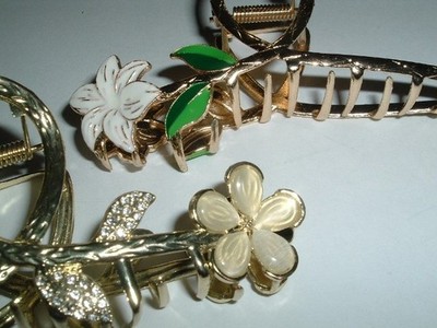 Lulu Frost Jackie collection Gold Tone Floral Branch Hair Clip Alexandra Flower Clip Set of 3 | LELET NY main image 2