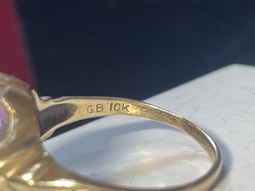 10K GOLD AMETHYST INTAGLIO RING CARVED SOLDIER SIGNED G.B. VICTORIAN ANTIQUE - Picture 6 of 13