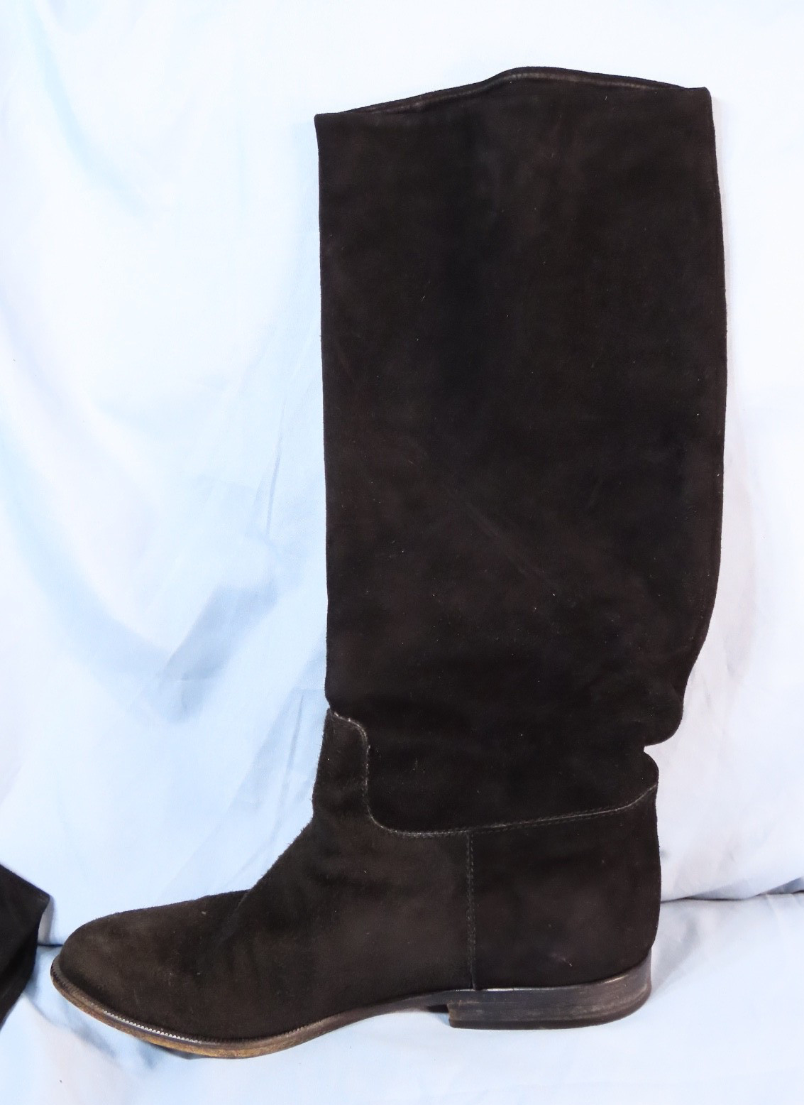 VTG Y2K Black Suede Leather J CREW KNEE TALL FLAT RIDING BOOTS Made in Italy 6 M