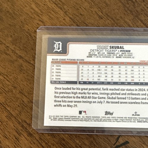 Tarik Skubal 2025 Topps Chrome Green Refractor Image Variation /99 Tigers - Bild 10 von 12
