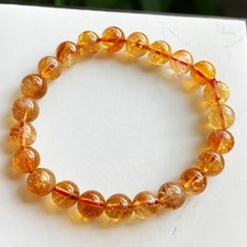 8mm Natural Yellow Citrine Quartz Crystal Beads Bracelet AAA 2376