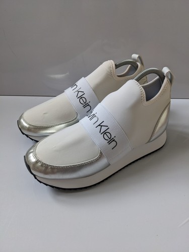 Calvin Klein Damen weiße Slipper Socken Sneaker Sport Stretch Größe UK7