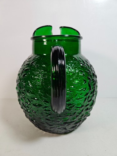 Jarra de bolas Anchor Hocking Lido Milano bosque verde esmeralda vidrio arrugado EX - Imagen 4 de 7