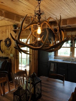Vintage Antler Chandelier Rustic Deer Antler Hanging Ceiling Light Cabin Lodge